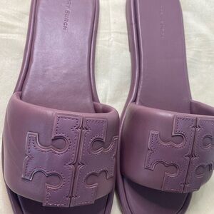 Authentic NWOB Cipria Pink Tory Burch double t sport slides black size 9